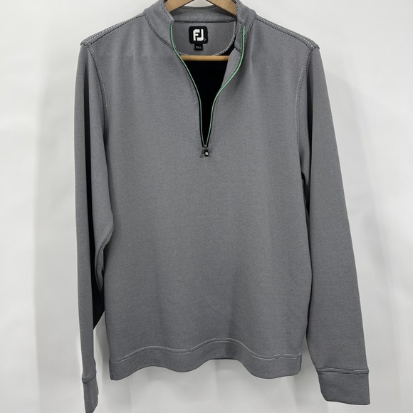 FootJoy Women's Lg Golf Athleisure Wear Navy White Pinstripe Pullover 1/4 Zip - Picture 7 of 9